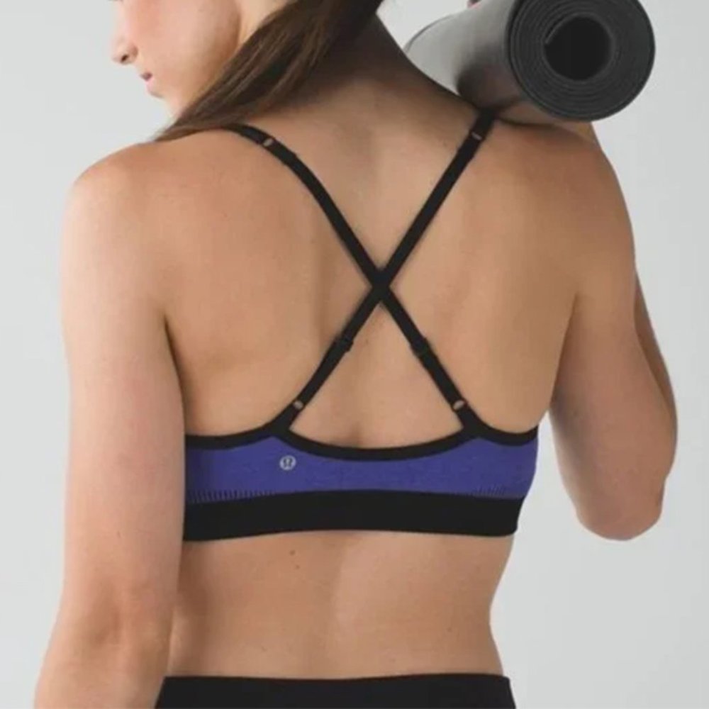 LULULEMON Hold Your Om Bra II Heathered Iris Size 6 E27